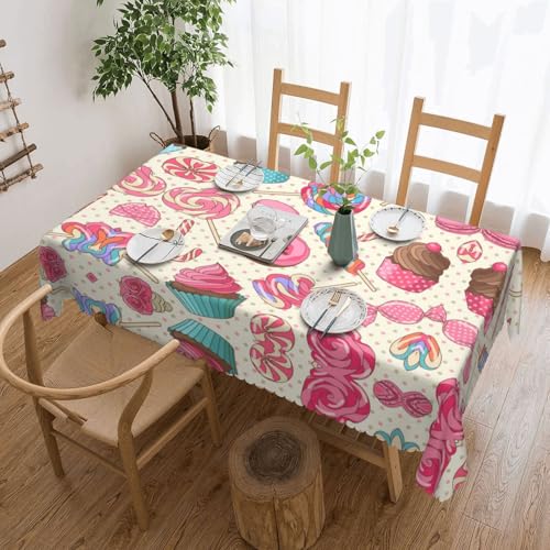 GGDCRFF Bunte Tischdecke mit süßem Lutscher-Donut-Druck, für Innen- und Außenbereich, dekorativ und funktional, perfekt für Cafés, Abendessen, Picknicks und mehr von GGDCRFF