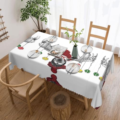 GGDCRFF Lustige Weihnachtstischdecke mit Elchaufdruck, für Innen- und Außenbereich, dekorativ und funktional, perfekt für Cafés, Abendessen, Picknicks und mehr von GGDCRFF