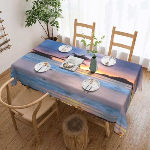 GGDCRFF Sunrise Tischdecke mit tropischem Palmeninsel-Druck, für Innen- und Außenbereich, dekorativ und funktional, perfekt für Cafés, Abendessen, Picknicks und mehr von GGDCRFF