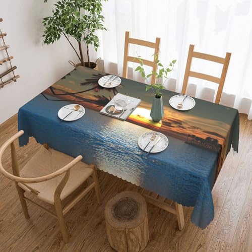 GGDCRFF Tischdecke mit Strand-Sonnenaufgang-Druck, für Innen- und Außenbereich, dekorativ und funktional, perfekt für Cafés, Abendessen, Picknicks und mehr von GGDCRFF