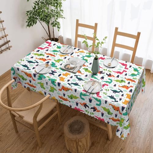 GGDCRFF Tischdecke mit buntem Dinosaurier-Druck für den Innen- und Außenbereich, dekorativ und funktional, perfekt für Cafés, Abendessen, Picknicks und mehr von GGDCRFF