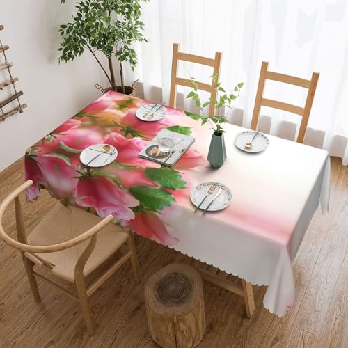 GGDCRFF Tischdecke mit rosa Rosen für den Innen- und Außenbereich, dekorativ und funktional, perfekt für Cafés, Abendessen, Picknicks und mehr von GGDCRFF