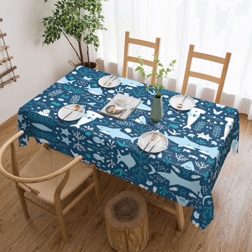 GGDCRFF Tischdecke mit süßem blauem Fischdruck, für den Innen- und Außenbereich, dekorativ und funktional, perfekt für Cafés, Abendessen, Picknicks und mehr von GGDCRFF