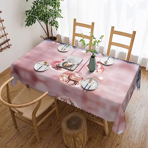 GGDCRFF Tischdecke mit weihnachtlichem Kugelaufdruck, für den Innen- und Außenbereich, dekorativ und funktional, perfekt für Cafés, Abendessen, Picknicks und mehr, Rosa von GGDCRFF