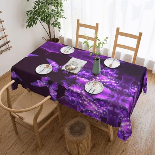 GGDCRFF Violette Tischdecke mit Schmetterlings-Aufdruck, für den Innen- und Außenbereich, dekorativ und funktional, perfekt für Cafés, Abendessen, Picknicks und mehr von GGDCRFF