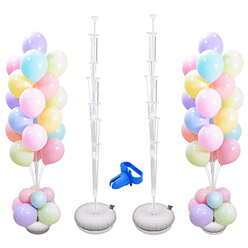 Ballonsäulenständer Kit Basis 2 Stück Sets 1.6 Meter Einstellbare Ballonbaum mit Wassergefüllte Basis Ballonturm Dekoration für Geburtstag Gartenparty Hochzeit Halloween Party Supplies Weihnachten von GGOUPTY