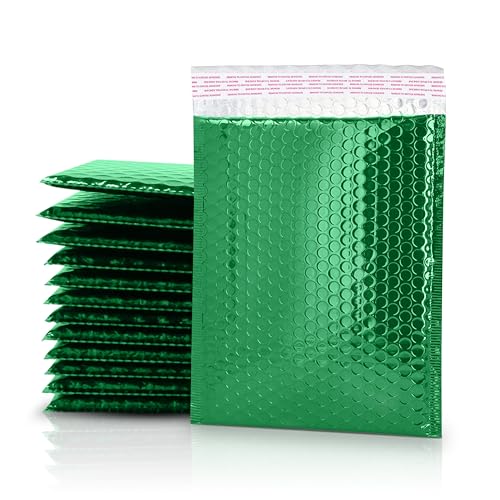 GGR Supplies Luftpolster-Versandtaschen, metallisch, 19,1 x 27,9 cm, wasserdicht, sehr widerstandsfähig, ideal zum Verpacken, Versand und Aufbewahren, Grün, 25 Stück von GGR Supplies