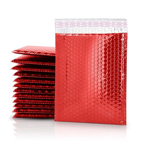 GGR Supplies Luftpolster-Versandtaschen, metallisch, 19,1 x 27,9 cm, wasserdicht, sehr widerstandsfähig, ideal zum Verpacken, Versand und Aufbewahren, Rot, 25 Stück von GGR Supplies