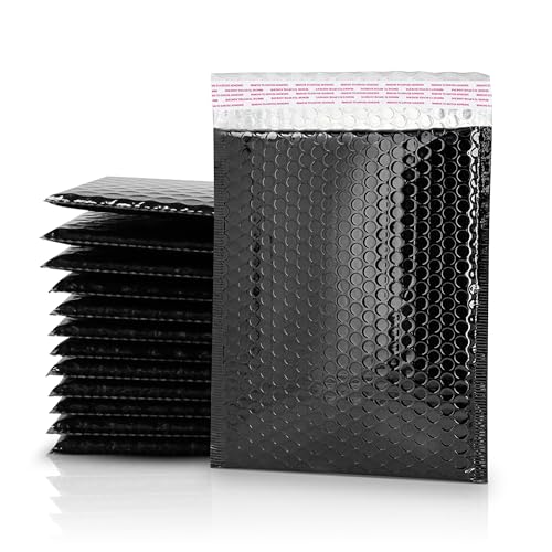 GGR Supplies Luftpolster-Versandtaschen, metallisch, 19,1 x 27,9 cm, wasserdicht, sehr widerstandsfähig, ideal zum Verpacken, Versand und Aufbewahren, Schwarz, 25 Stück von GGR Supplies