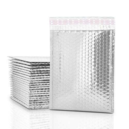 GGR Supplies Luftpolster-Versandtaschen, metallisch, 19,1 x 27,9 cm, wasserdicht, sehr widerstandsfähig, ideal zum Verpacken, Versand und Aufbewahren, Silberfarben, 25 Stück von GGR Supplies