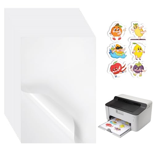 GGTTNRT 20 Blatt Sticker Papier Zum Bedrucken, Selbstklebendes Folien Papier a4, Transparentpapier Bedruckbar für Vinyl Aufkleber Drucker, Laser und Tintenstrahldrucker Drucker (Matt) von GGTTNRT