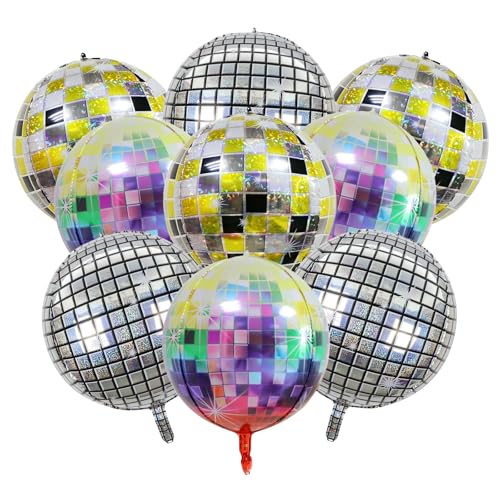 GGTTNRT 9 Stück Discokugel Luftballon Discokugel Deko Folienballon für 70 80 90er Jahre Deko Geburtstagsdeko Party Hochzeit von GGTTNRT