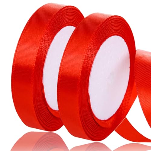 GGUFAY Rot Satinband, 44m Geschenkband Breit - ideal für Geschenke, Basteln & Nähprojekte, Haarschleifen, Hochzeitsdekor - 15mm x 22m von GGUFAY