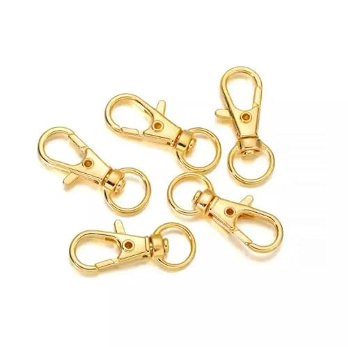 10 Stück/Lot drehbare Karabinerhaken, Schlüsselanhänger, geteilter Schlüsselring, Verbinder für Taschen, Gürtelketten, DIY-Schmuckherstellung, Gold, 32 x 14 mm von GGYBJ