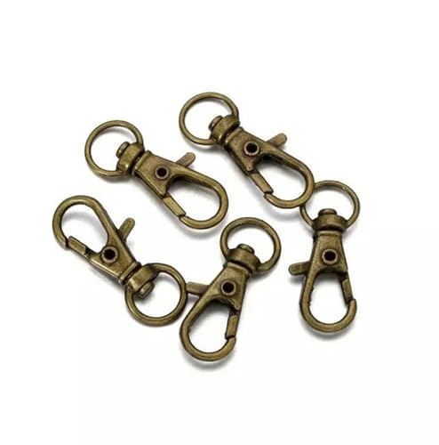 10 Stück/Lot drehbare Karabinerhaken, Schlüsselanhänger, geteilter Schlüsselring, Verbinder für Taschen, Gürtelketten, DIY-Schmuckherstellung, Zubehör-Antike Bronze-38 x 17 mm von GGYBJ