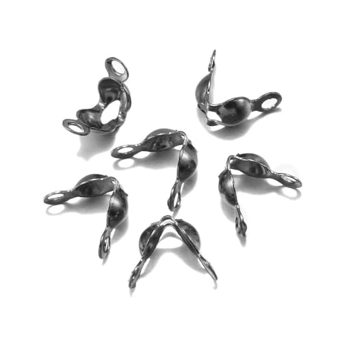 100–1200 Stück/Los 4 x 7 mm Kugelketten-Anschlussverschlüsse, Perlenspitze, Muschelschale für DIY-Halsketten, Armbänder, Schmuckherstellung, Zubehör, Gun Black von GGYBJ