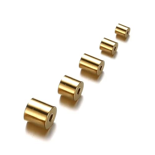 100 Stück/Los 4,0 mm 6 mm 8 mm Edelstahlschnurperlen Quastenkappen zur Schmuckherstellung Zubehör Rohrseil Rohrverbinder Beschläge-Goldfarbe-Innendurchmesser 3,0 mm von GGYBJ