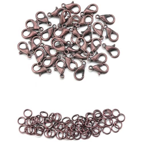 100 Stück/Los Metall-Karabinerhaken mit Biegeringen, Endverschlüsse, Verbindungsstücke für Halskettenbeschläge, DIY-Schmuckherstellung, Zubehör-Bronze-5 x 10 mm von GGYBJ