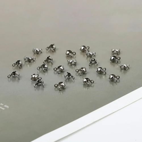 100 Stück/Los Verbinder, passend für 4 x 7 mm Kugelkette, Kalotten, Endcrimps, Perlen, Verbinder, Komponenten für die Herstellung von DIY-Schmuck, Gun Black von GGYBJ