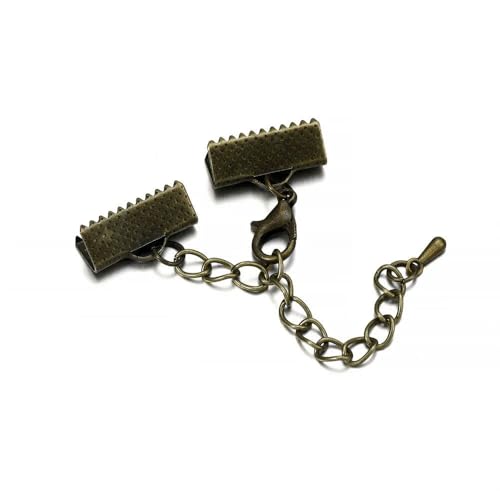 10er-Packung 10–40 mm Crimp-Endkappen, Schieberohrverschluss mit Karabinerverschluss, Verlängerungsketten-Endperlenverbinder für die DIY-Schmuckherstellung, Bronze x 10er-Set, 30 mm von GGYBJ