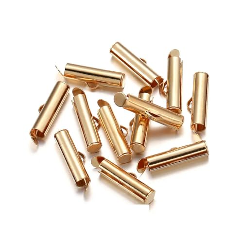 10er-Set/Packung 10–40 mm Crimp-Endkappen, Schieberohrverschluss mit Karabinerverschluss, Verlängerungsketten-Endperlenverbinder für die DIY-Schmuckherstellung, KC Gold x 50 Stück, 20 von GGYBJ