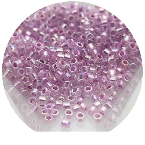 11/0 Glasperlen 1,3 x 1,6 mm, innen gefärbte Farben, Abstandsperlen für französische Stickereien, DIY-Schmuckherstellungszubehör-MB-010 Lila Farbe-1,3 x 1,6 mm, 1680 Stück von GGYBJ