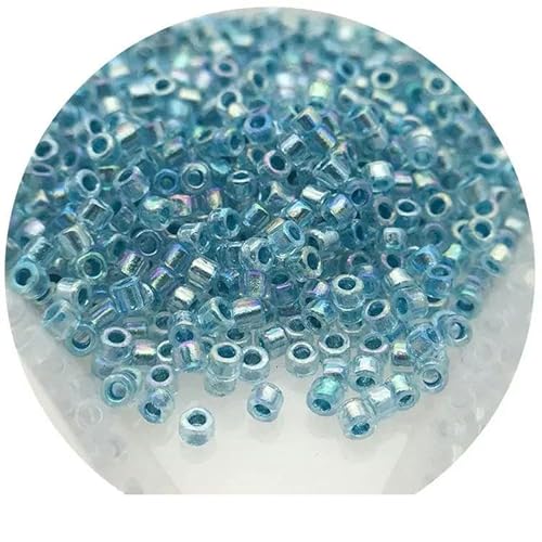 11/0 Glasperlen 1,3 x 1,6 mm, innen gefärbte Farben, Abstandsperlen für französische Stickereien, DIY-Schmuckherstellungszubehör-MB-021 Himmelblau-1,3 x 1,6 mm, 1680 Stück von GGYBJ