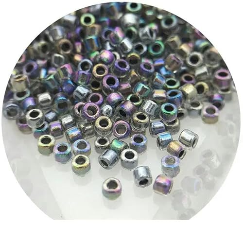 11/0 Glasperlen 1,3 x 1,6 mm, innen gefärbte Farben, Abstandsperlen für französische Stickereien, DIY-Schmuckherstellungszubehör-MB04 Schwarz AB-Farbe-1,3 x 1,6 mm, 1680 Stück von GGYBJ