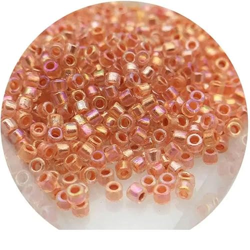 11/0 Glasperlen 1,3 x 1,6 mm, innen gefärbte Farben, Abstandsperlen für französische Stickereien, DIY-Schmuckherstellungszubehör-MB08 Orange-1,3 x 1,6 mm, 1680 Stück von GGYBJ