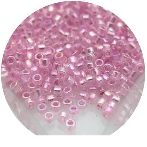 11/0 Glasperlen 1,3 x 1,6 mm, innen gefärbte Farben, Abstandsperlen für französische Stickereien, DIY-Schmuckherstellungszubehör-MB09 Rosa Farbe-1,3 x 1,6 mm, 1680 Stück von GGYBJ