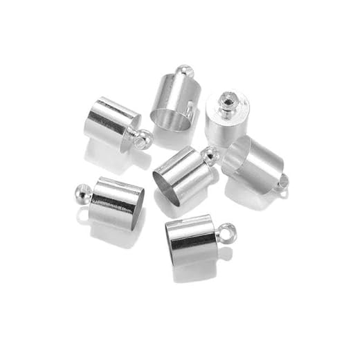 20–50 Stück/Los Quaste Lederkordel-Endkappen 3–12 mm Perlen Endkappen Zubehör für DIY Schmuckherstellung Zubehör-Silber-3 x 8 mm x 50 Stück von GGYBJ