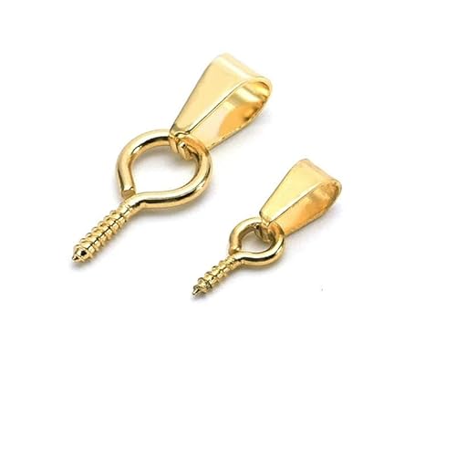 20 Stück Edelstahl-Ösenstifte mit Ösenverschluss, gebohrte Perlen, Endanhänger, Verbindungsstücke, baumelnder Anhänger zur Schmuckherstellung, DIY, goldfarben, 3 x 7 mm von GGYBJ