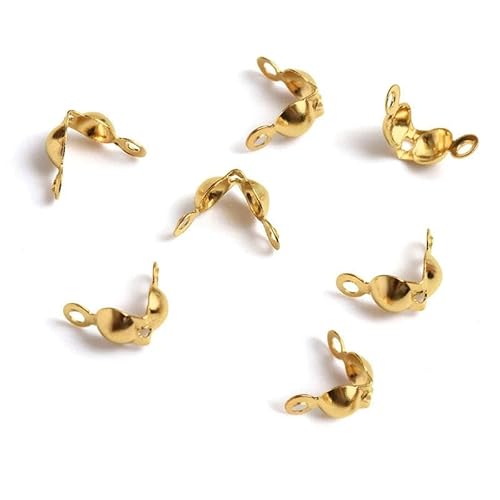 200 Stück/Los Verbindungsverschlüsse passend für 4 x 8 mm Kugelkettenende Quetschperlen Kappen Erkenntnisse für die Schmuckherstellung Zubehör Zubehör DIY-Gold von GGYBJ