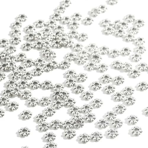 200 Stück 4/5/6 mm Pflaumenblüten-Perlenkappen Abstandsperlen für Frauen Charms DIY Schmuckherstellung Armband Halskette Ohrringe Zubehör-Antikes Silber-4,0 mm von GGYBJ