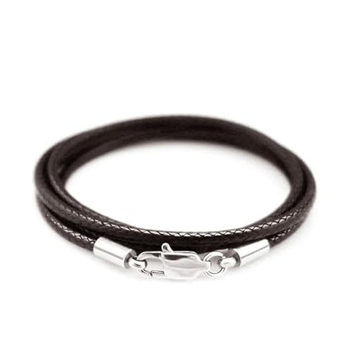 40–80 cm 1–3,0 mm Lederhalskette gewachstes Seil Lederband Edelstahl Karabinerverschluss Verbindungskette Herren Damen DIY Schmuck-Braun 1,5 mm-40 cm von GGYBJ