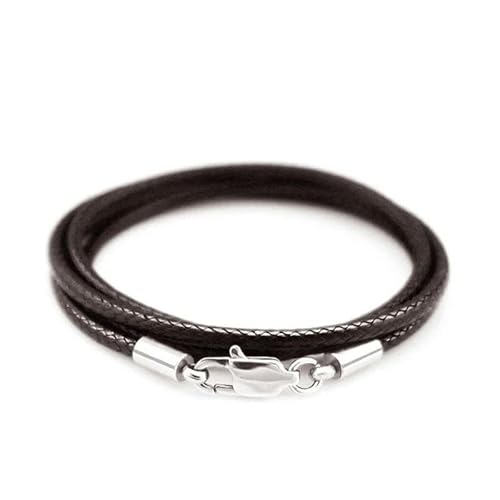 40–80 cm 1–3,0 mm Lederhalskette gewachstes Seil Lederband Edelstahl Karabinerverschluss Verbindungskette Herren Damen DIY Schmuck-Braun 1 mm-55 cm von GGYBJ