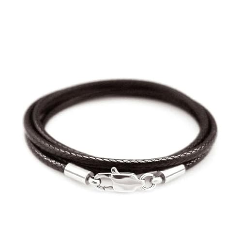 40–80 cm 1–3,0 mm Lederhalskette gewachstes Seil Lederband Edelstahl Karabinerverschluss Verbindungskette Herren Damen DIY Schmuck-Braun 2 mm-45 cm von GGYBJ