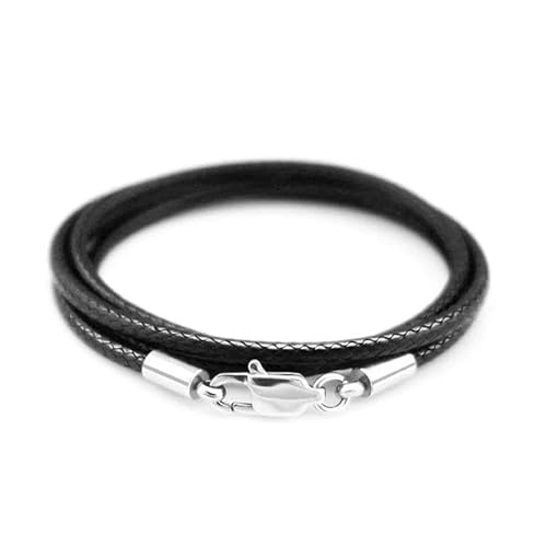 40–80 cm 1–3,0 mm Lederhalskette gewachstes Seil Lederband Edelstahl Karabinerverschluss Verbindungskette Herren Damen DIY Schmuck-Schwarz 1,5 mm-40 cm von GGYBJ