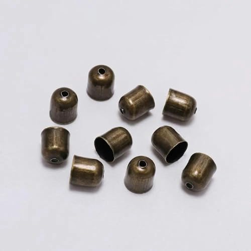 50–100 Stück/Los Crimp-Endkappen, Lederkordeln, Endkappen, Perlenkappen, passend für 4–12 mm Verschlüsse für DIY-Schmuckherstellung, Zubehör-Antike Bronze-10 x 11 mm-50 Stück von GGYBJ