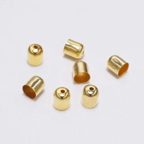 50–100 Stück/Los Crimp-Endkappen, Lederkordeln, Endkappen, Perlenkappen, passend für 4–12 mm Verschlüsse für DIY-Schmuckherstellung, Zubehör-Gold, 10 x 11 mm, 50 Stück von GGYBJ