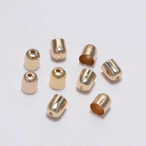 50–100 Stück/Los Crimp-Endkappen, Lederkordeln, Endkappen, Perlenkappen, passend für 4–12 mm Verschlüsse für DIY-Schmuckherstellung, Zubehör-KC Gold-4 x 5 mm-100 Stück von GGYBJ