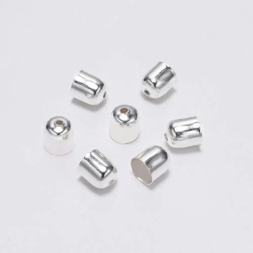 50–100 Stück/Los Crimp-Endkappen, Lederkordeln, Endkappen, Perlenkappen, passend für 4–12 mm Verschlüsse für DIY-Schmuckherstellung, Zubehör-Silber-12 x 12 mm-50 Stück von GGYBJ