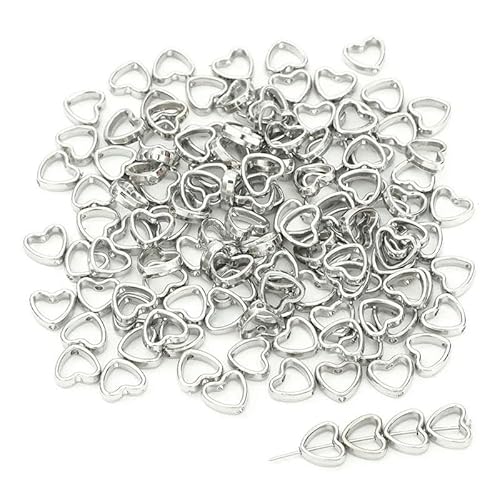 50 Stück CCB-Perlen mit zwei Löchern, Herz, Blume, ovaler Kreis, Rahmen, Abstandshalter, Verbinder für DIY-Armbänder, Ohrringe, Anhänger, Schmuckherstellung, 12 x 11 mm_b von GGYBJ