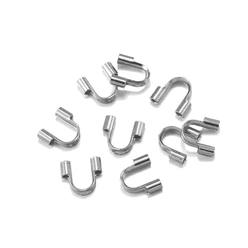 50 Stück Edelstahl-Verschlüsse, Quetschperlen, Perlen, Faden, Armbandhaken, Verbindungsstücke für DIY-Schmuckherstellung, Zubehör, Stahlloch, 1,5 mm von GGYBJ