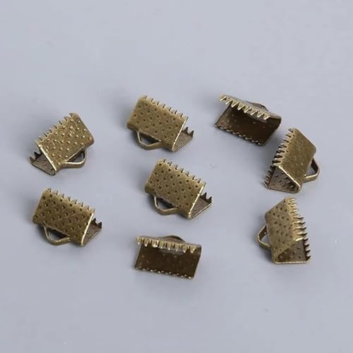 50 Stück Kordel-Crimp-Endperlen, Schnallenspitzen, Kordel-Flachverschlüsse zur Schmuckherstellung, DIY-Halsketten- und Armbandverbinder, Bronze, 6 x 8 mm von GGYBJ