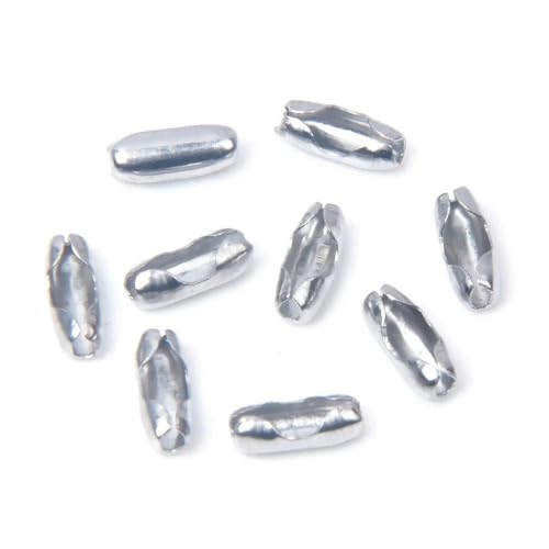 50 Stück Verbinder, Verschluss, Beschlag, Kugelkette, Kalotte, End-Quetschperlen, Verbinder für DIY-Schmuckherstellung, Zubehör, o-037, Stahl, Innendurchmesser 1,5 mm von GGYBJ