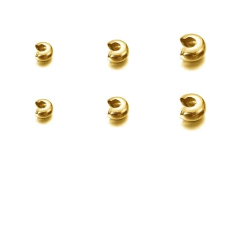 50 Stück goldfarbene End-Quetschperlen aus Edelstahl, Abdeckung Durchmesser 2 3 4,0 mm, lose Abstandshalter-Stopperperlen mit großem Loch zur Herstellung von DIY-Schmuck, Gold, 3,0 mm von GGYBJ