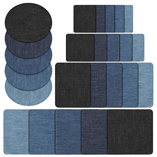 Flicken zum Aufbügeln, Baumwolle Aufnäher, Denim Patches, Applikation Aufbügelflicken, DIY Kleidung Patches, Jeans Reparatursatz Set Aufbügelflicken für jeans,Kinder und Erwachsene, 25 Stück von GHEART