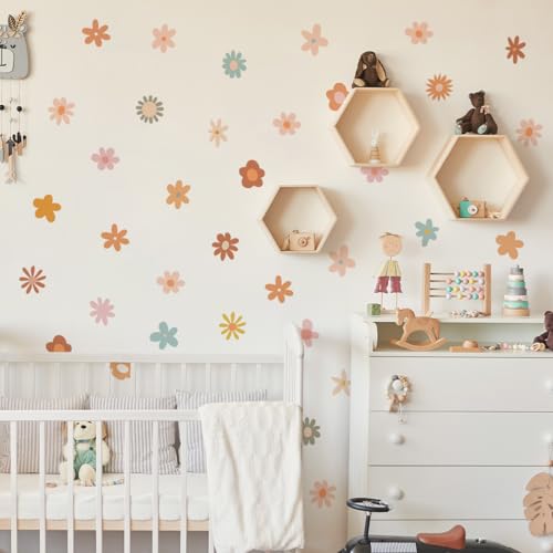 GHELKUC Wandaufkleber Blume Boho Punkte Wandtattoo Boho Blumen Muster matte Wandsticker Kinderzimmer Babyzimmer Schlafzimmer Wanddeko von GHELKUC