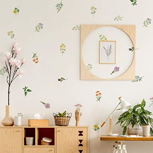 GHELKUC Wandaufkleber Garten Blumen,Bunt Blumen Wandtattoo Wildblume Wandsticker für Schlafzimmer Wohnzimmer Fenster Wanddeko von GHELKUC